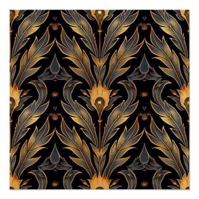 Art Deco Feather Pattern Poster (Front)