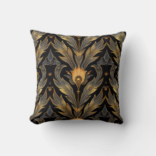 Art Deco Feather Pattern Throw Pillow