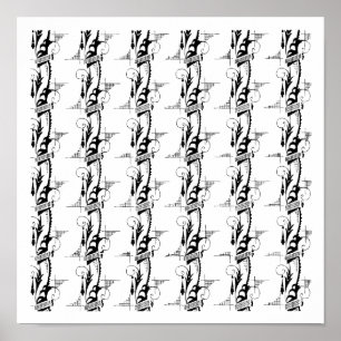 Art Deco Feathery Pattern Poster