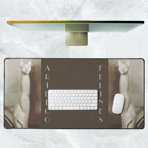 Art Deco Felines Vintage Cat Elegant Brown Desk Mat