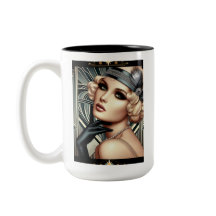 Art Deco Femme Fatale Mug (2 tone Blk)