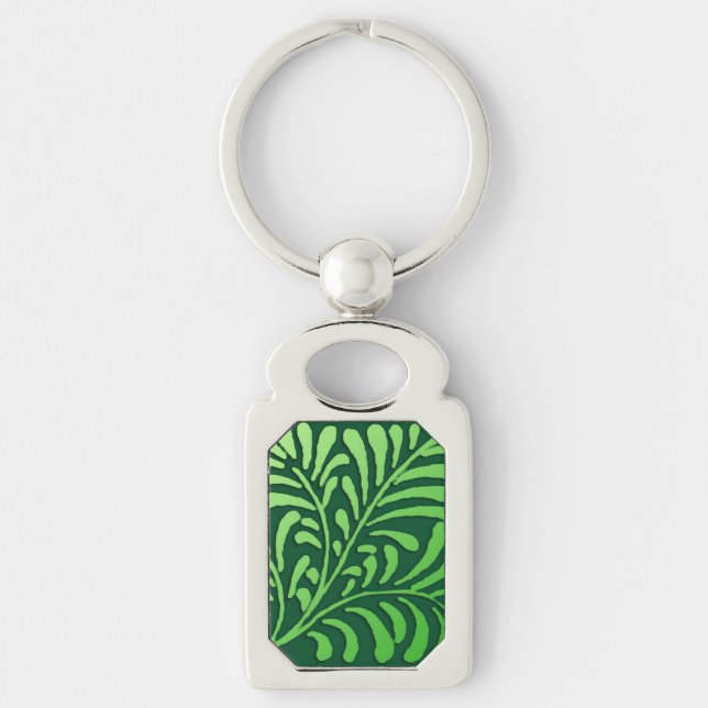 Art Deco fern pattern - shades of green Keychain (Front)