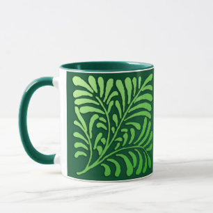 Art Deco fern pattern - shades of green Mug