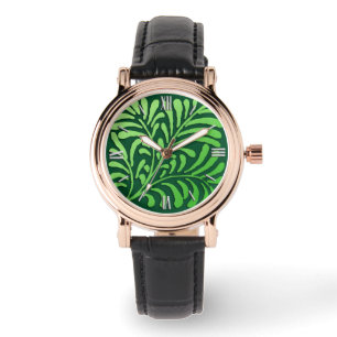 Art Deco fern pattern - shades of green Watch
