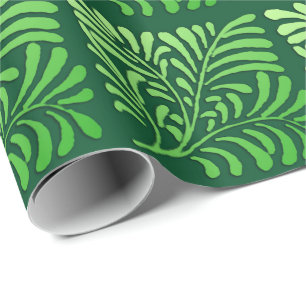 Art Deco fern pattern - shades of green Wrapping Paper