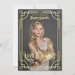 Art Déco Fête des mariées Amour et merci votre pho