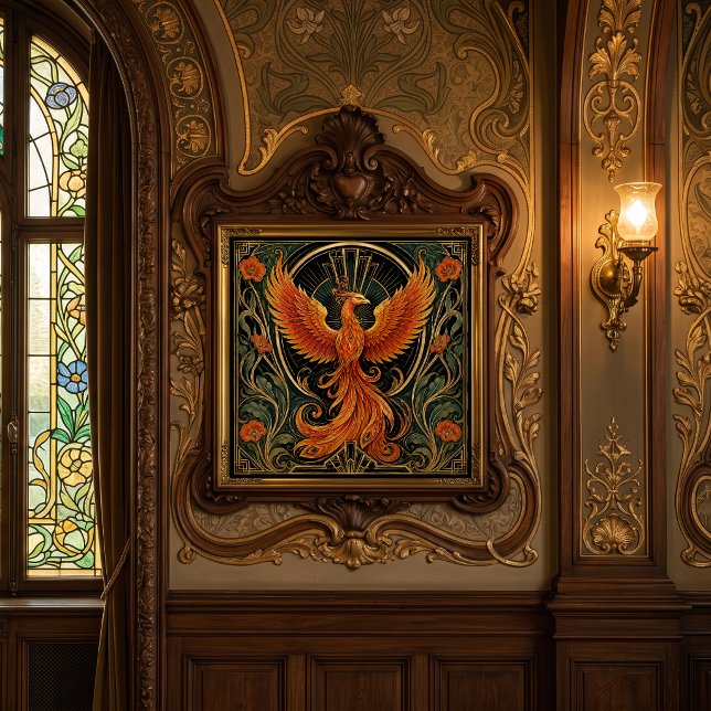 ART DECO FIERY PHOENIX CERAMIC TILE   (Creator Uploaded)
