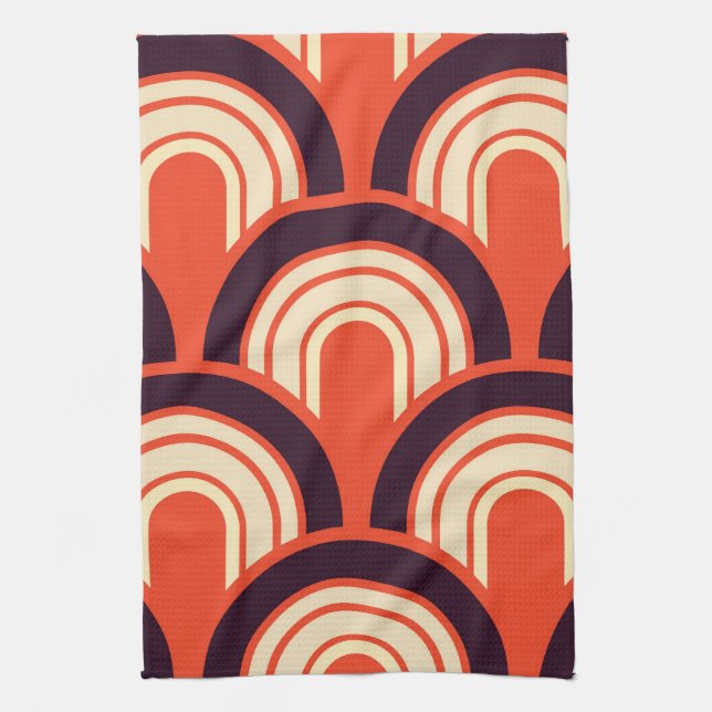 Art Deco Fifties Retro Abstract Art Kitchen Towel (Vertical)