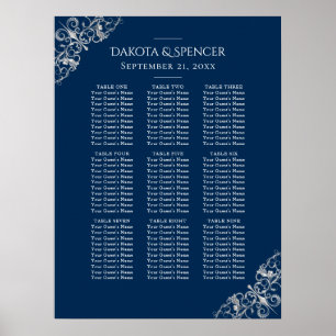 Art Deco Filigree   Silver Grey Navy Seating Chart