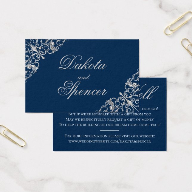 Art Deco Filigree | Silver Navy Blue Wishing Well (Office)