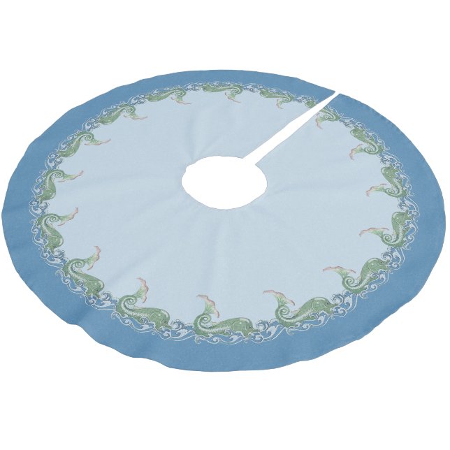Art Deco Fish Brushed Polyester Tree Skirt (Angled)
