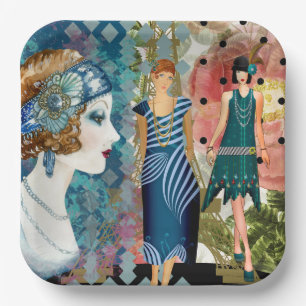 Art Deco Flappers   Paper Plate