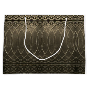Art Deco Flat Metallic Taupe Large Gift Bag