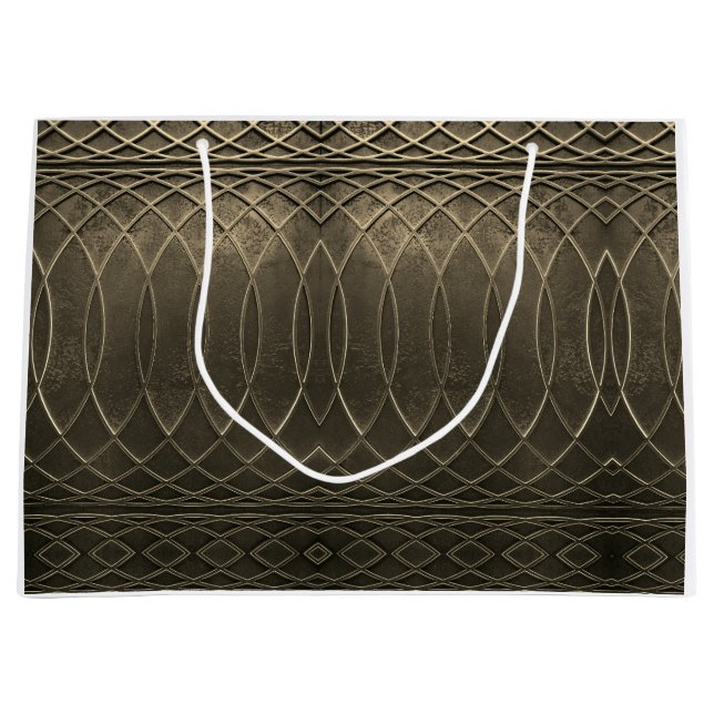 Art Deco Flat Metallic Taupe  Large Gift Bag (Front)