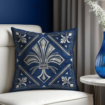 Art Deco Fleur-de-lis Blue marble and Pearl