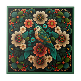 Art déco fleur motif oiseau céramique carreaux
