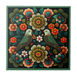 Art déco fleur motif oiseau céramique carreaux