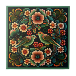 Art déco fleur motif oiseau céramique carreaux