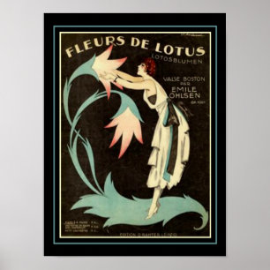 Art Deco "Fleurs de Lotus" Sheet Music Print 12x16