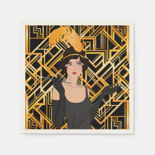 art deco, flipper girl, vintage,great Gatsby,chic, Napkin