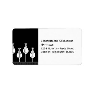 Art Deco Floral Address Labels, Black Label