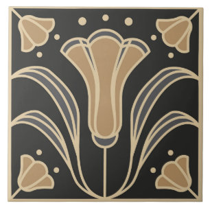 Art Deco Floral. Bluebell flowers 2  Tile