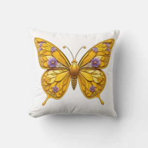 Art Deco Floral Butterfly Throw Pillow
