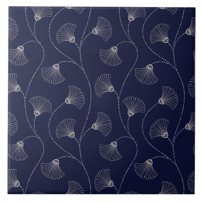 Art Deco Floral Fan Pattern  Tile (Front)