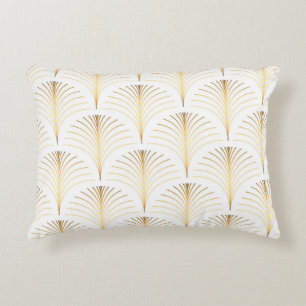 Art Deco Floral: Golden Elegance. Accent Pillow