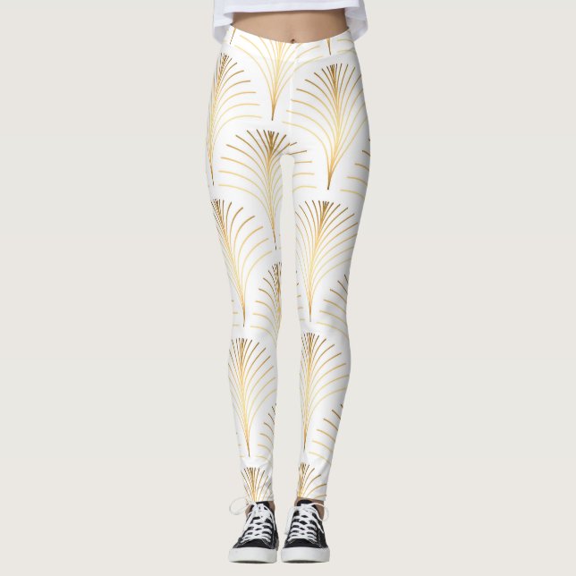 Art Deco Floral: Golden Elegance. Leggings (Front)