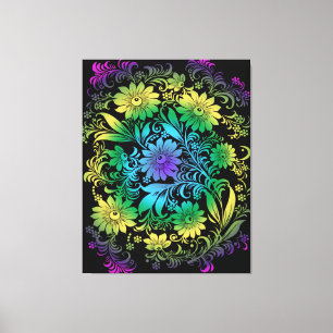 Art Deco Floral Rainbow Canvas Print