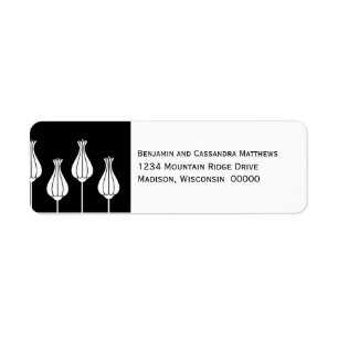 Art Deco Floral Return Address Labels, Black