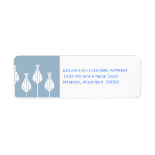 Art Deco Floral Return Address Labels, Blue