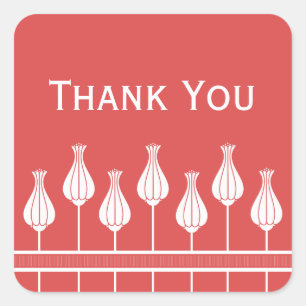 Art Deco Floral Thank You Stickers