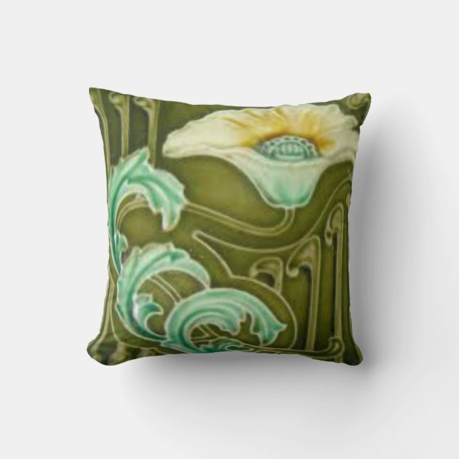Art Deco Floral Throw  Pillow (Front)