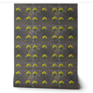 Art deco floral wall paper with gold speckles