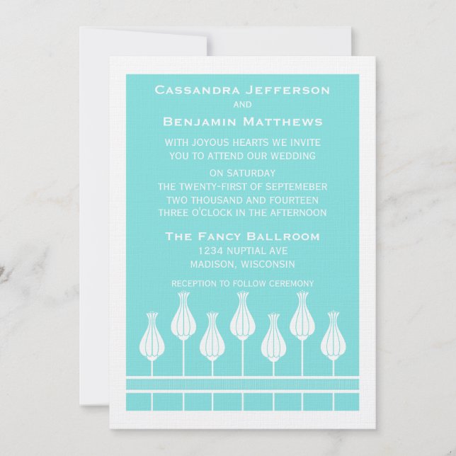 Art Deco Floral Wedding Invitation (Front)