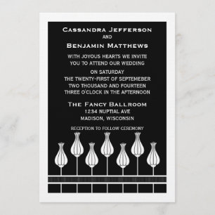 Art Deco Floral Wedding Invitation