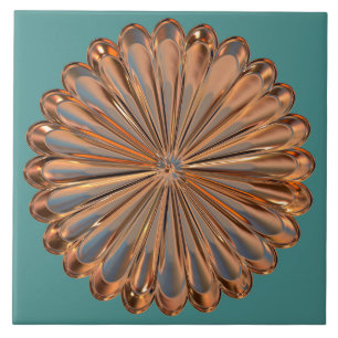 Art deco flower medallion ceramic tile