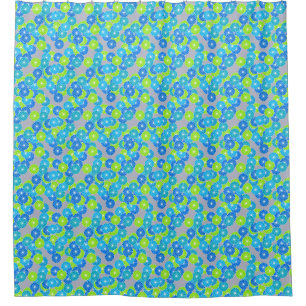 Art Deco flower pattern - blue and lime green