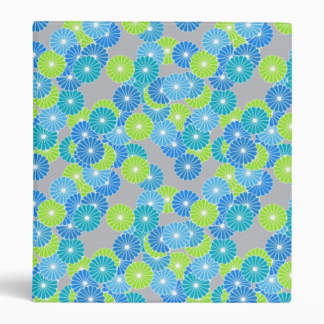 Art Deco flower pattern - blue and lime green Binder (Front)