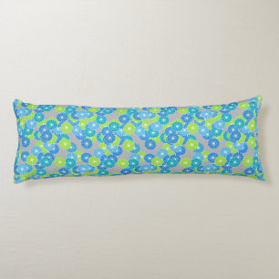 Art Deco flower pattern - blue and lime green Body Pillow