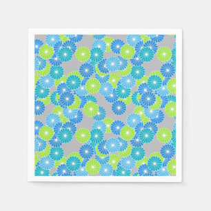 Art Deco flower pattern - blue and lime green Napkin