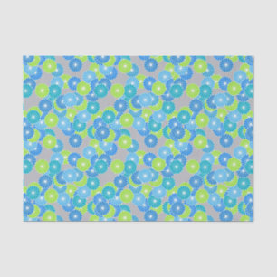 Art Deco flower pattern - blue and lime green Tissue Paper