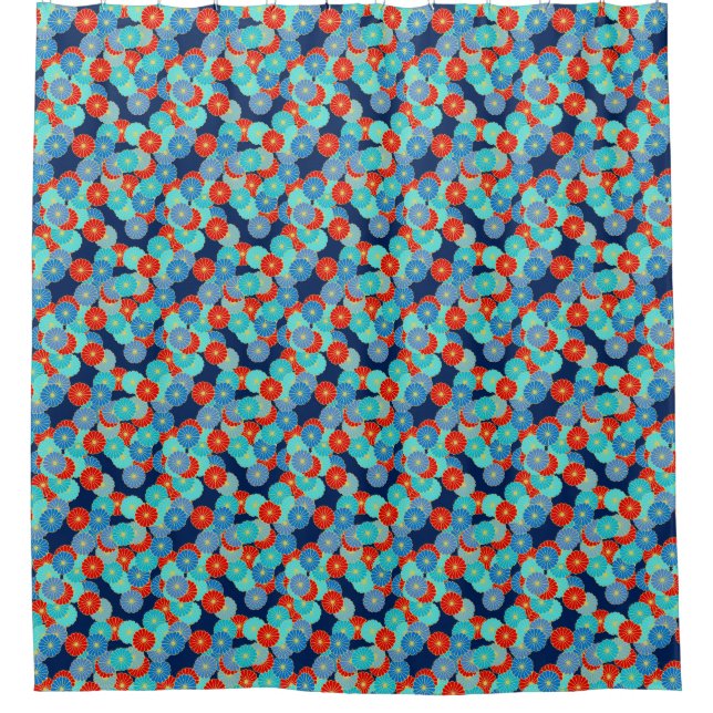 Art Deco flower pattern - blue, turquoise and red (Front)