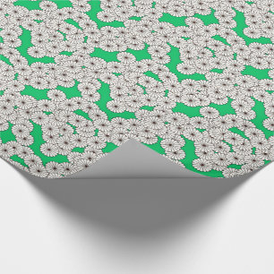Art Deco flower pattern - cream on jade green Wrapping Paper