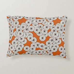 Art Deco flower pattern - cream on rust Decorative Pillow