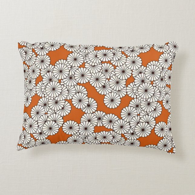Art Deco flower pattern - cream on rust Decorative Pillow (Back)