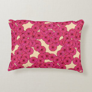 Art Deco flower pattern - deep pink and peach Accent Pillow