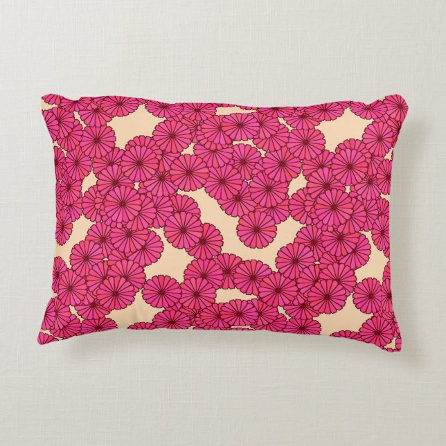 Art Deco flower pattern - deep pink and peach Accent Pillow (Back)